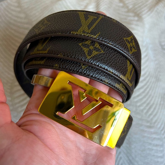 Louis Vuitton Monogram LV Belt - 48” Long (Size 120, M/L) - Gold Logo Buckle - Picture 1 of 10